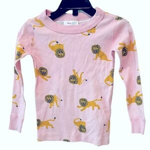 Hanna Andersson Kids Lion Top Tee Pink  Sz 3T Organic Cotton EUC